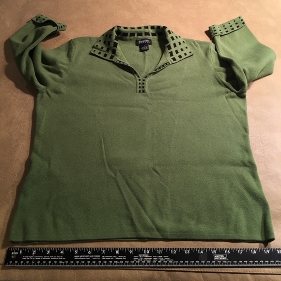 HAMPSHIRE STUDIO Green Black SPRING SUMMER Collared Polo Pullover, Size  XL - Picture 5 of 8